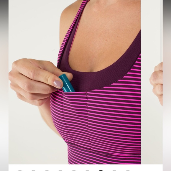 Lululemon Stuff Your Bra Tank Top II in Hyper Stripe Raspberry Glo Light Size 8 - Picture 9 of 10